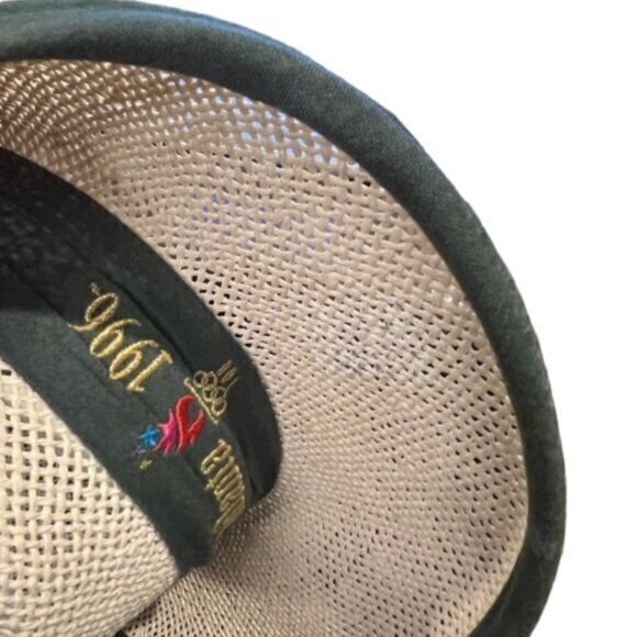 Atlanta 1996 Straw Sun Hat Women's 'The Game' Olympics 100 Green Tie One Size - Picture 6 of 11